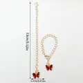 Red butterfly charm keychain gold chain showing 13cm and 1.2cm dimension diagram - Butterfly Pendant (LS453) / 1.2x13cm / Red