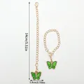 Green butterfly pendant keychain in gold finish with precise size measurements shown - Rhinestone Butterfly (LS442) / 1.8x14cm / Green
