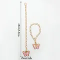 Pink butterfly charm keychain with gold chain and size measurements included - Rhinestone Butterfly (LS443)