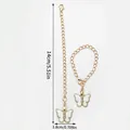 Gold butterfly keychain pendant accessory with detailed size measurement markings - Rhinestone Butterfly (LS445)