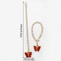 Red enamel butterfly keychain with gold chain and dimension markings - Rhinestone Butterfly (LS446)