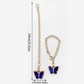 Gold chain keychain with blue butterfly charm, rhinestone details and size markings - Rhinestone Butterfly (LS447)