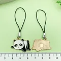 Cute panda metal charm phone strap showing front and back design details clearly - Chinese Style Prone Panda (ER956)