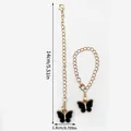 Gold-toned butterfly keychain with black enamel pendant and size measurements. - Rhinestone Butterfly (LS448)
