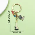 Retro alloy music theme keychain with guitar charm and DJ figure pendant decoration - Electric Guitar DJ Character (LS664)