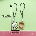 Adorable panda enamel metal charm with black phone lanyard strap for bags and keychain - Chinese Style Waving Panda (ER964)