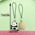 Cute metal panda charm phone strap shown with dimensions 7.7cm height and 2cm width - Chinese Style Baby Panda (ER967)