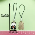 Cute panda metal charm strap for phone or bag with front and back view measurements. - Chinese Style Panda Holding Apple Small (ER972)
