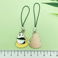 Cute panda enamel phone strap and bag charm with measurement ruler for size reference - Chinese Style Trojan Panda (ER993)