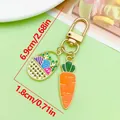 Llavero decorativo con cesta de huevos de Pascua y zanahoria en acabado dorado - Estilo Cesta Huevos Zanahoria Naranja (ER2211)