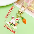 Llavero de conejo de Pascua esmaltado con arco iris y zanahoria, 6,3 cm de longitud - Estilo Conejo Arcoíris Zanahoria (ER2213)