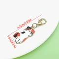 Calico cat enamel pendant keychain charm with lobster clasp and measurement display - Calico Cat (ER2308)