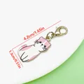 Cute pink and white cat enamel pendant charm with lobster clasp 4.2cm x 1.3cm size - Pink Enamel Cat (ER2309)