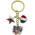 American Independence Day July 4th metal keychain featuring star heart and firework charms - Heart Star Style (ER1670)