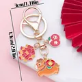 Festive Chinese New Year cartoon horse alloy keychain with red firecracker pendants - 2026 Horse Year Firecracker Peace Fortune Pony (ER2121) / 3x7.3mm / Orange