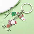 Festive Christmas keychain featuring Santa Claus, reindeer and tree charms, perfect bag gift - Santa Claus Reindeer Christmas Tree (ER825) / Silver White