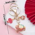 Detailed macro view of festive cartoon zodiac horse alloy keychain with size measurements - 2026 Horse Year Fortune God Lantern Wealthy Pony (ER2122) / 3x7.5mm / Orange