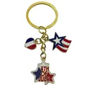 American Independence Day souvenir keychain featuring 4th of July star and heart charms - Heart Flag Style (ER1674)
