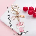 Pink Chinese lion dance keychain with cherry blossom charm and size dimensions - Fate Sakura Lion Dance (ER2146) / 3x8.8cm / Pink