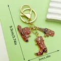 Vintage brown enamel cowboy hat and boot keychain charms with clear dimension markers - Brown Enamel Boot Hat (ER1260)