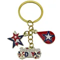 Independence Day keychain with red white and blue star charms for souvenirs - Pentagram Flag Style (ER1675)