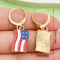 American flag Independence Day enamel drop earrings with 3.2cm length measurement - Flag Style (ER1687) / Blue/Red/White