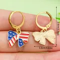 USA Independence Day American flag enamel bow earrings with dimensions 2.6cm x 1.6cm - Bow Style (ER1689) / Blue/Red/White
