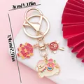 Detailed view of a Chinese New Year zodiac horse keychain showing size measurements in inches - Firecracker Fulu Horse (ER2125) / 3x7.4cm (13.1g)