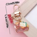 2026 Year of the Horse cartoon keychain with prosperity charm in alloy gold finish - 2026 Year of the Horse Wealthy Pony (ER2114) / 2.5x5.3mm / Gold