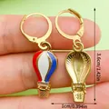 Red white and blue hot air balloon drop hoop earrings with 3.6cm length measurement. - Hot Air Balloon Style (ER1692) / Blue/Red/White