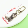Western cowboy boot keychain with cow print charm and golden clasp, 2.44 inches - Western Cowboy Boot Gate Clasp Pendant (ER2280) / 2.1x6.2cm (4.3g) / Tan