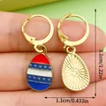 American flag teardrop earrings with red white blue enamel and gold finish for July 4th - Teardrop Flag Style (ER1698) / Blue/Red/White