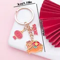 Festive cartoon zodiac horse keychain with 2026 and lantern charms in gold finish - 2026 Year of the Horse Lantern Lucky Pony (ER2140) / 3x7.5mm / Yellow