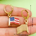 American flag enamel hoop drop earrings with stars and stripes for Independence Day - Flag Style (ER1699) / Blue/Red/White