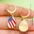 American flag teardrop hoop earrings for Independence Day in gold finish - Waterdrop Flag Style (ER1700) / Blue/Red/White