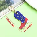 American flag pattern western cowboy boot keychain charm with specific size dimensions - Stars and Stripes Western Cowboy Boot Lobster Clasp Pendant (ER2299) / 2.1x4.4cm (2.1g) / Blue