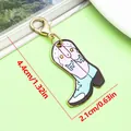 Colorful western cowboy boot enamel charm keychain for bags with size 4.4cm x 2.1cm - Western Cowboy Boot Style (ER2302) / 2.1x4.4cm (2.1g) / Light Purple