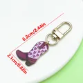 Pink heart-patterned western cowboy boot keychain charm, dimensions 6.2cm by 2.1cm - Western Cowboy Heart Boot Style (ER2274) / 2.1x6.2cm (4.4g) / Purple