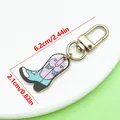 Cowboy boot keychain charm with 2.44-inch length and gold-tone clasp closure. - Western Cowboy Boot - Gate Clasp (ER2279) / 2.1x6.2cm / 4.5g Pack / Light Purple
