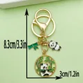 Panda en bamboe metalen sleutelhanger met schattige emaille hanger, lengte 8.3 cm - Horizontale Bamboe Panda (ER1155)