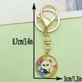 Schattige panda metalen sleutelhanger met emaille afwerking, afmetingen 8,7cm x 3cm maattabel - Ballon Panda (ER1069)