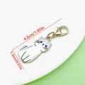 Cute cartoon cat enamel charm with gold lobster clasp for DIY jewelry making, 1.65 inches - Light Blue Enamel Cat (ER2303)