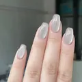 Premium shimmering silver grey cat eye nail polish with a glossy crystal glass finish. - Satin Cat Eye 01#