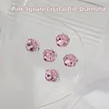 Accessoires d'art d'ongle en cristal carré rose 3D, diamants scintillants de 10x10mm - Rose (G1716-04) / 1 Pièce
