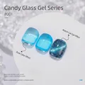 Translucent ice blue jelly gel nail polish with shimmer cat eye effect, shade #001 - No.01