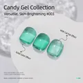Translucent emerald green jelly nail gel polish showing both solid and cat eye shimmering effects - No.03