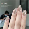 White moonlight ceramic cat eye nail polish in shade 002 with crystal shimmer effect - Satin Cat Eye 02#