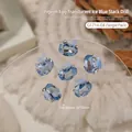 Blauer ovaler Nagelkunst-Kristall mit Blumenakzent, 10x12mm eis-transparente Deko - Oval Blau