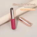 Portable rose red silicone lip and nail brush with metallic rose gold cap 8.8cm - 8.8x1.5cm / Rose Red
