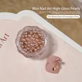 Elegant high-gloss champagne pink nail art pearls in mixed sizes for decoration - 03# Mixed Sizes / Light Coffee